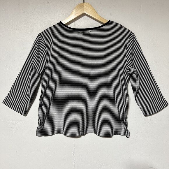 Lauren Ralph Lauren Nautical Womens Striped Shirt Top Large Black/White Stripe - Picture 5 of 16